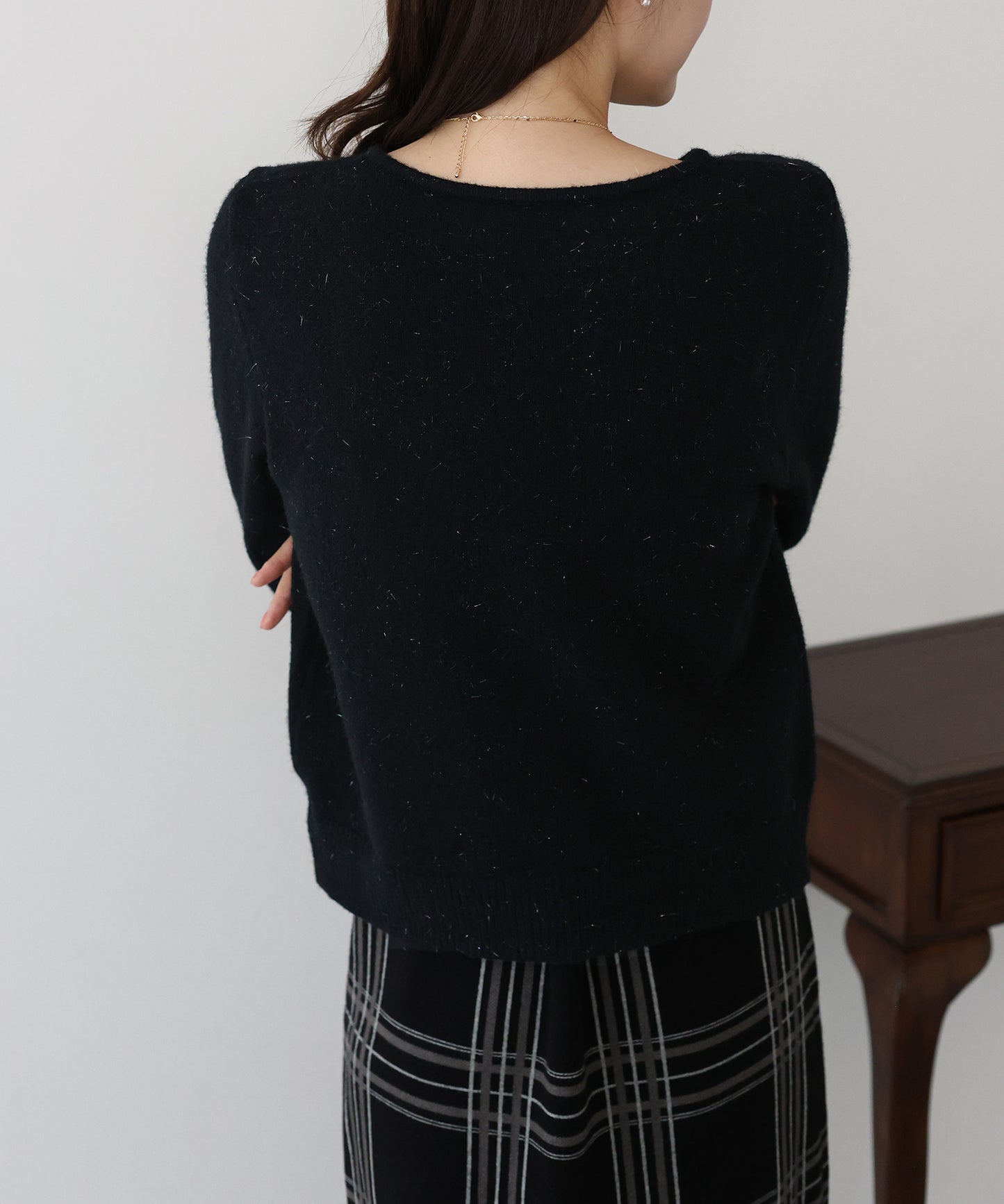 パールボタンラメカーディガン