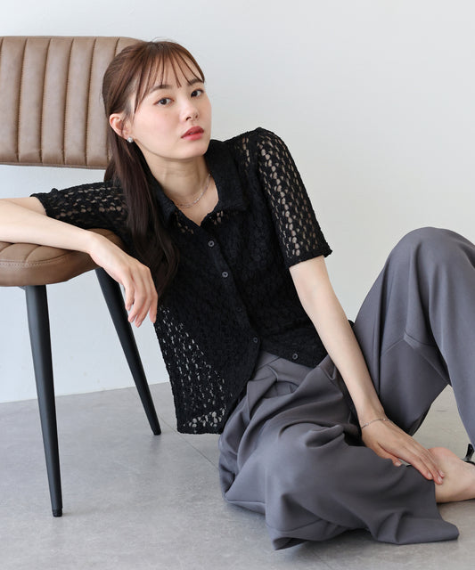 【TIME SALE】カットレースポロシャツ【ネコポス】