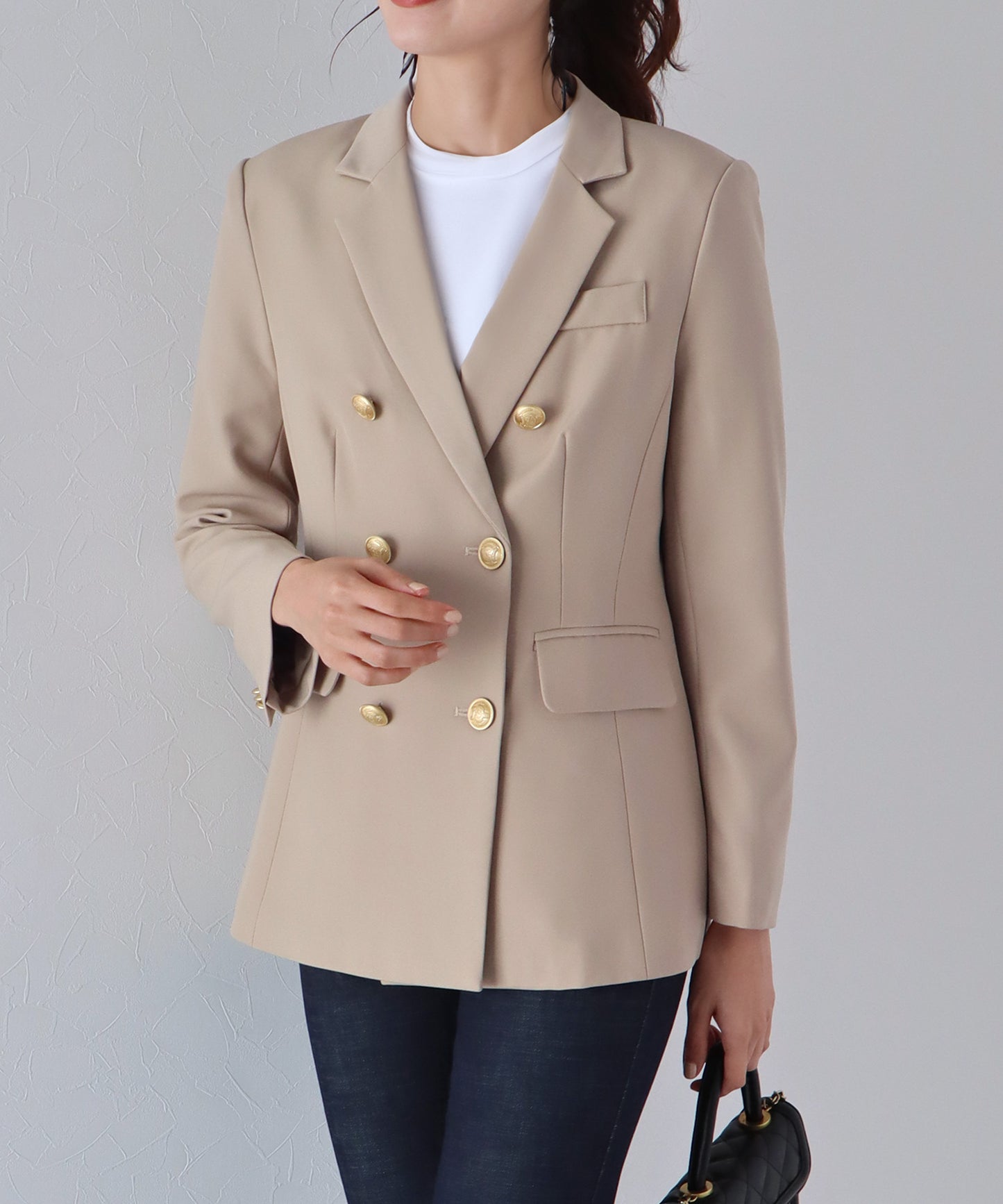 【ウォッシャブル】金ボタンダブルジャケット