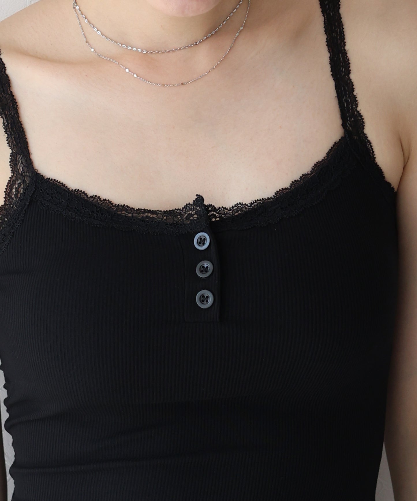 【TIME SALE】カップ付きレースストラップキャミソール【ネコポス】