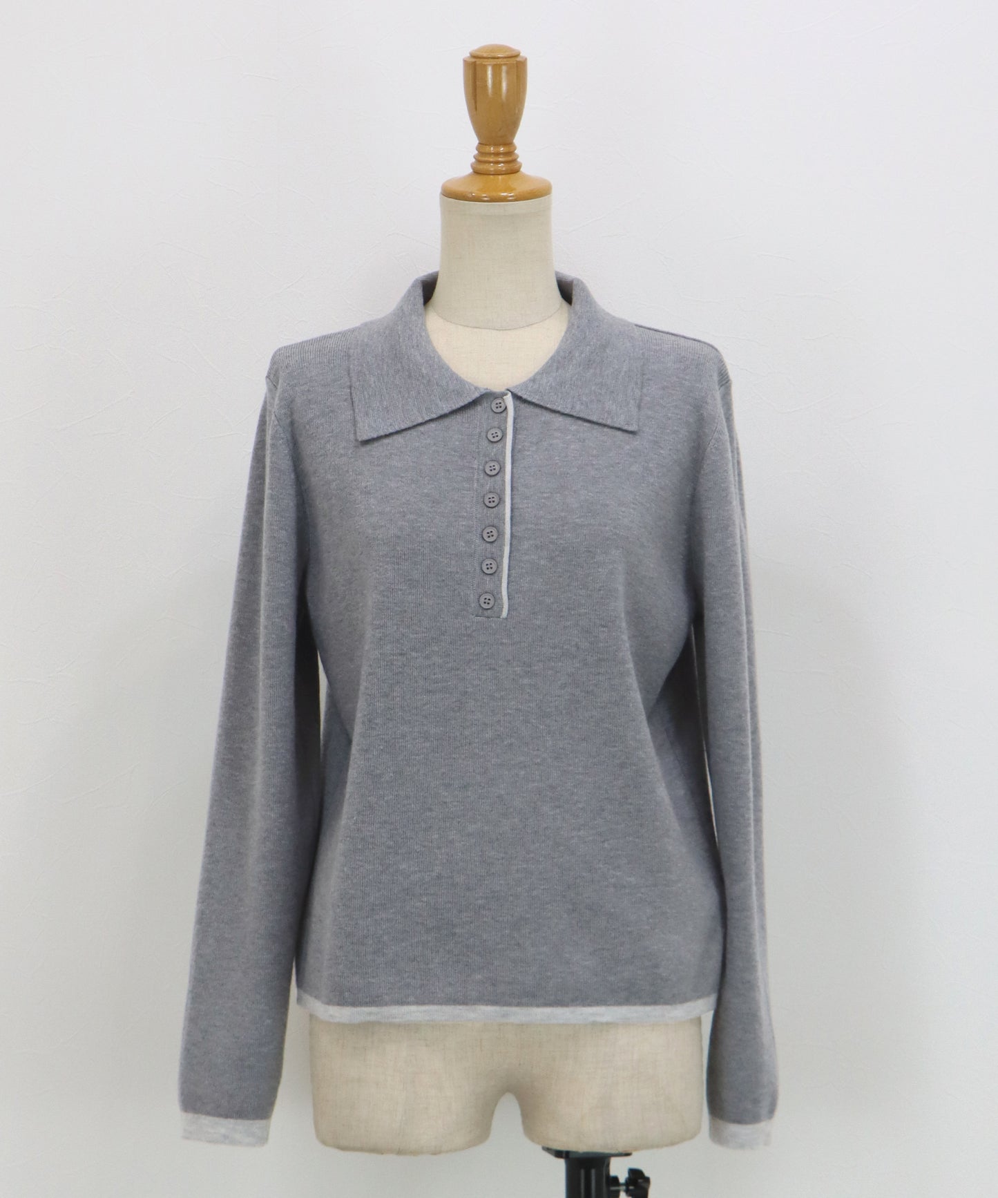 バイカラーポロ襟ニット