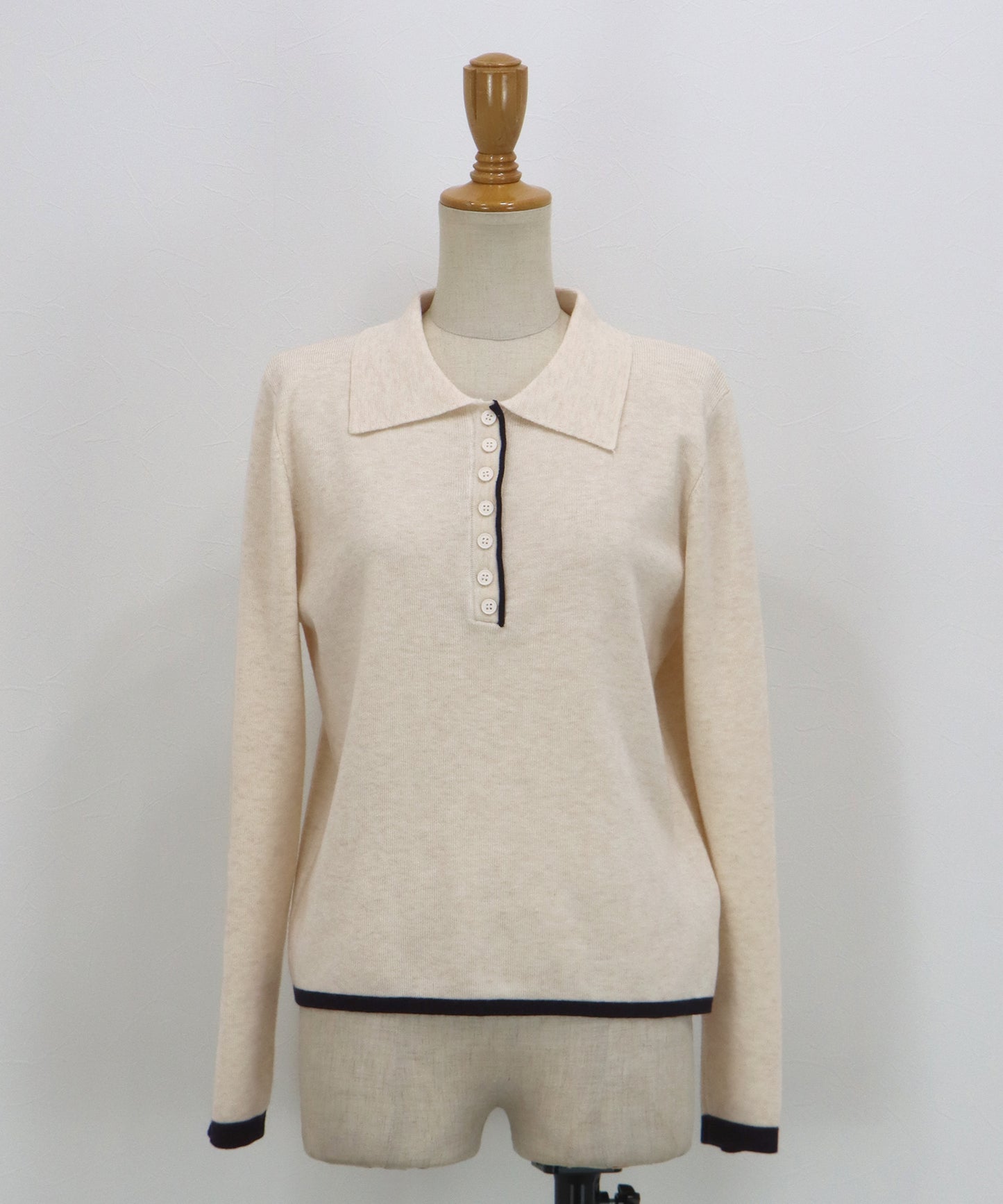 バイカラーポロ襟ニット