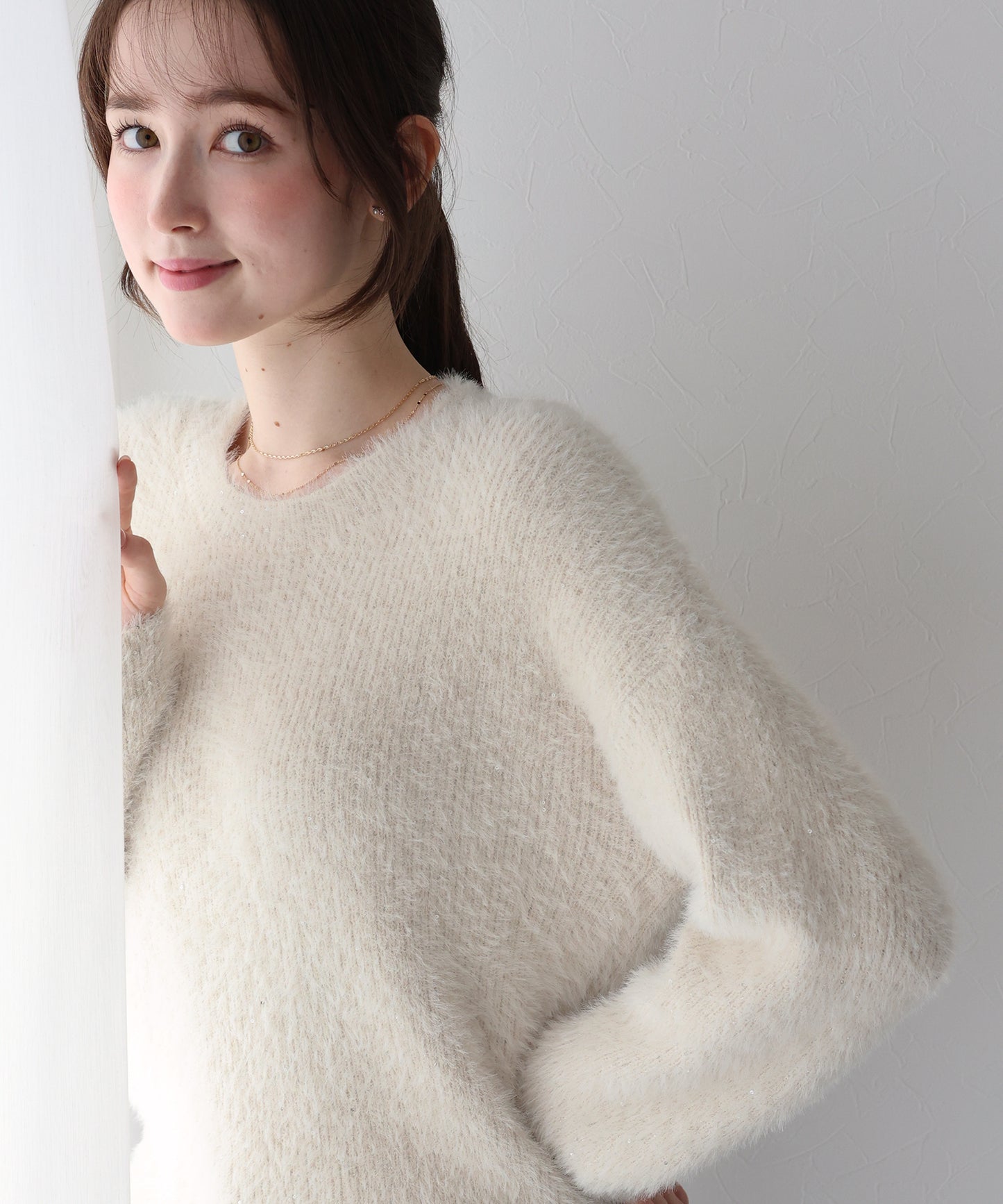 スパンコールラメシャギーニット