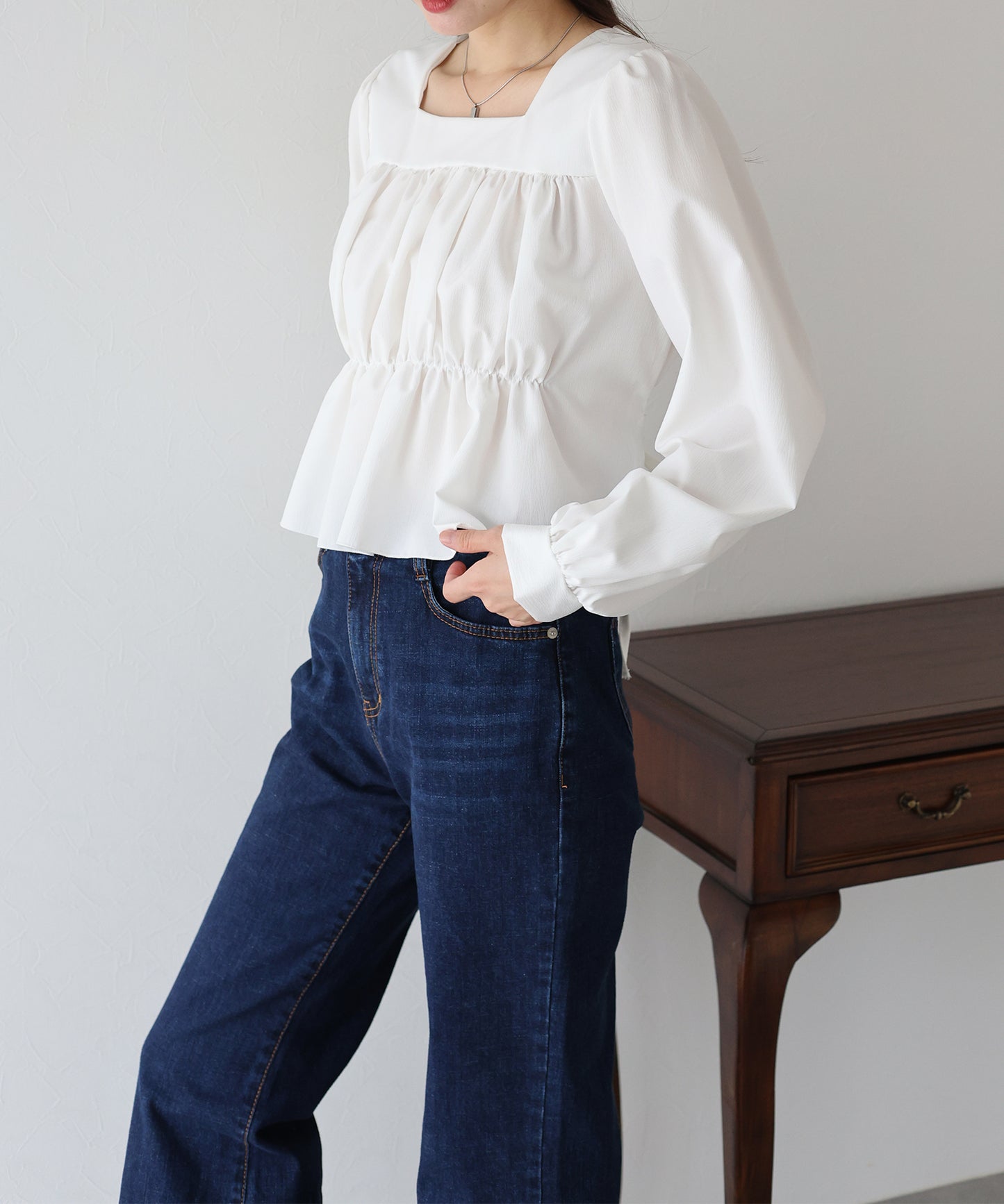 【早割5％OFF】バックリボンペプラムブラウス【ネコポス】