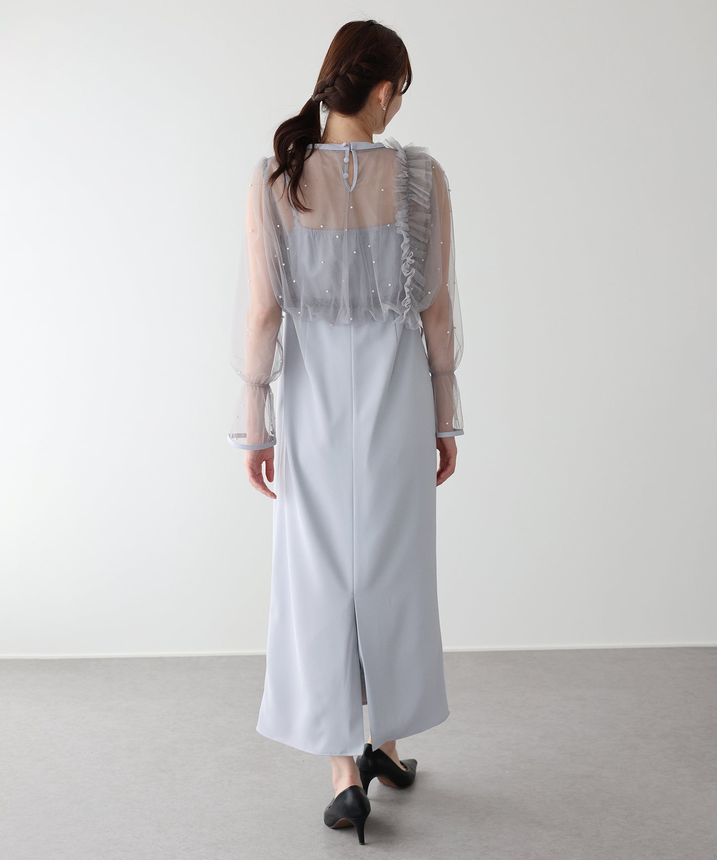 【早割5％OFF】パールブラウスセットドレス