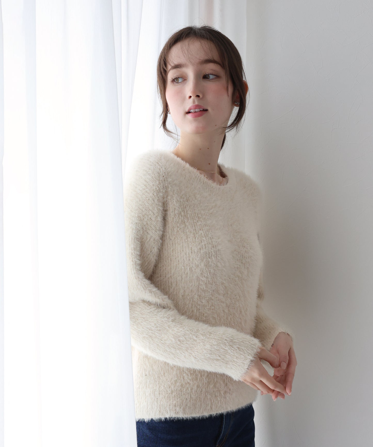 スパンコールラメシャギーニット