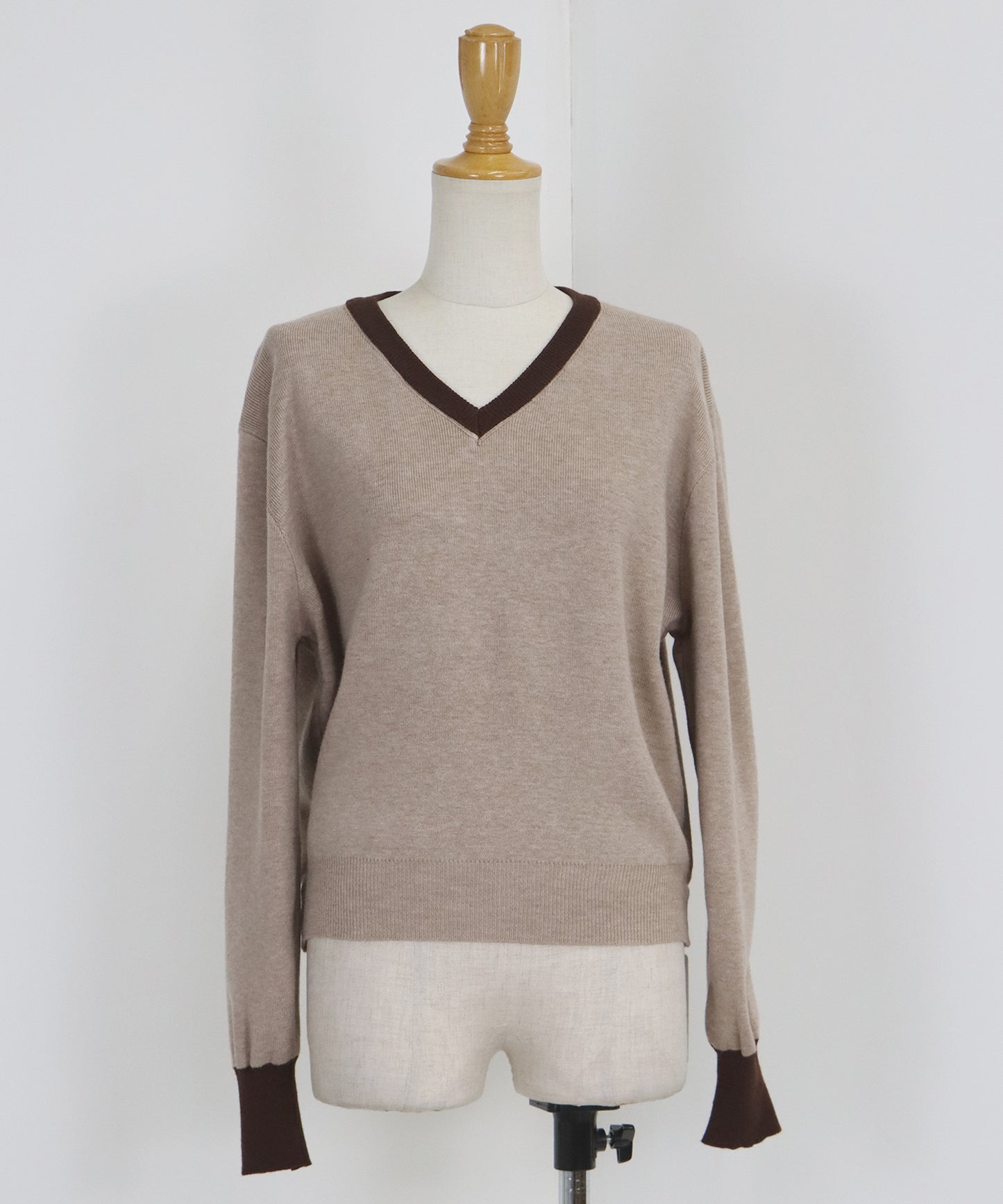 【TIME SALE】配色Vネックニット＆スカート セットアップ