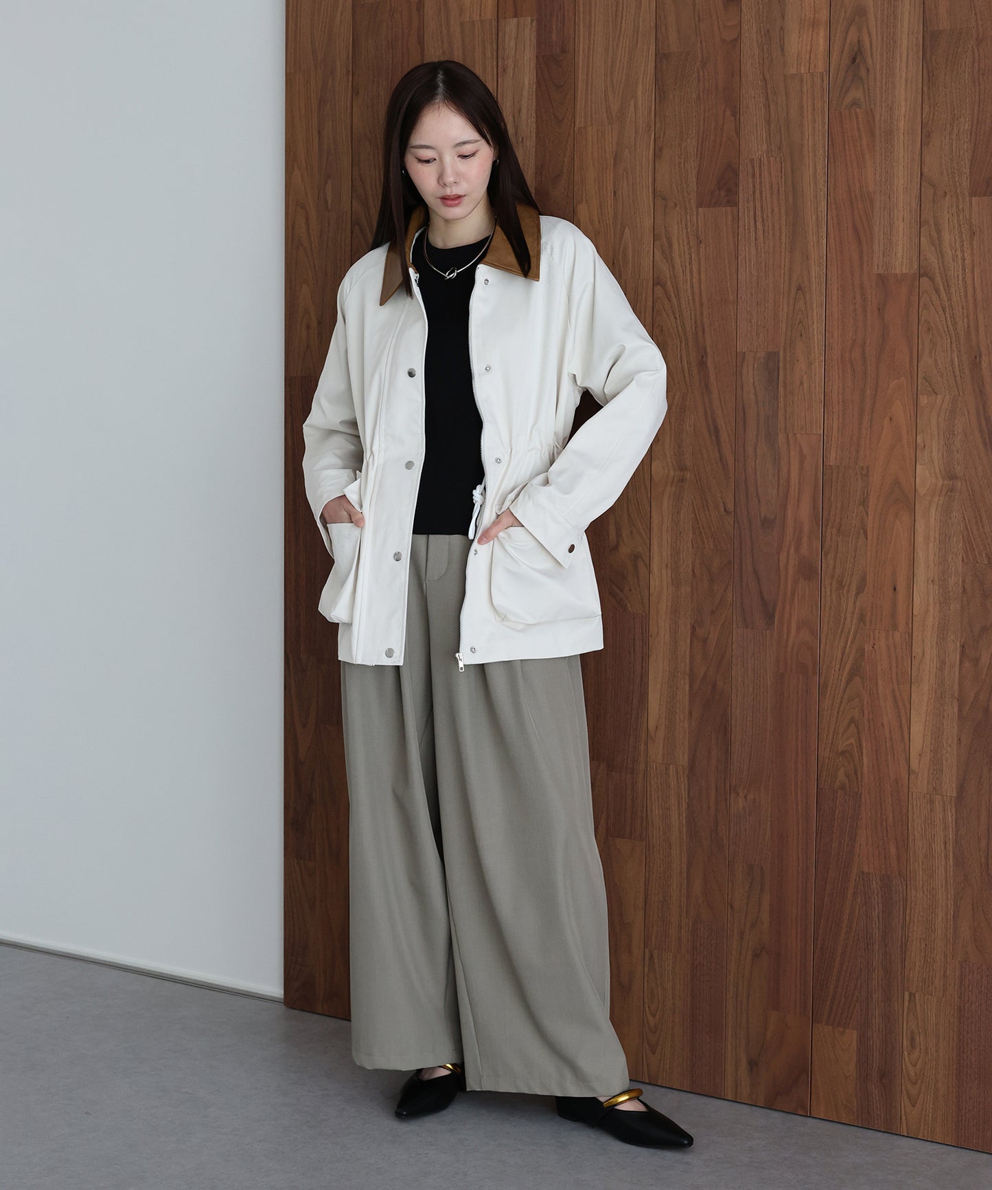 【早割5％OFF】レザー襟スプリングコート