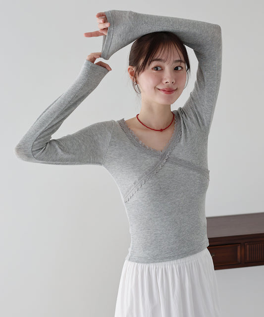 【早割5％OFF】クロスレーストリムカットソー【ネコポス】