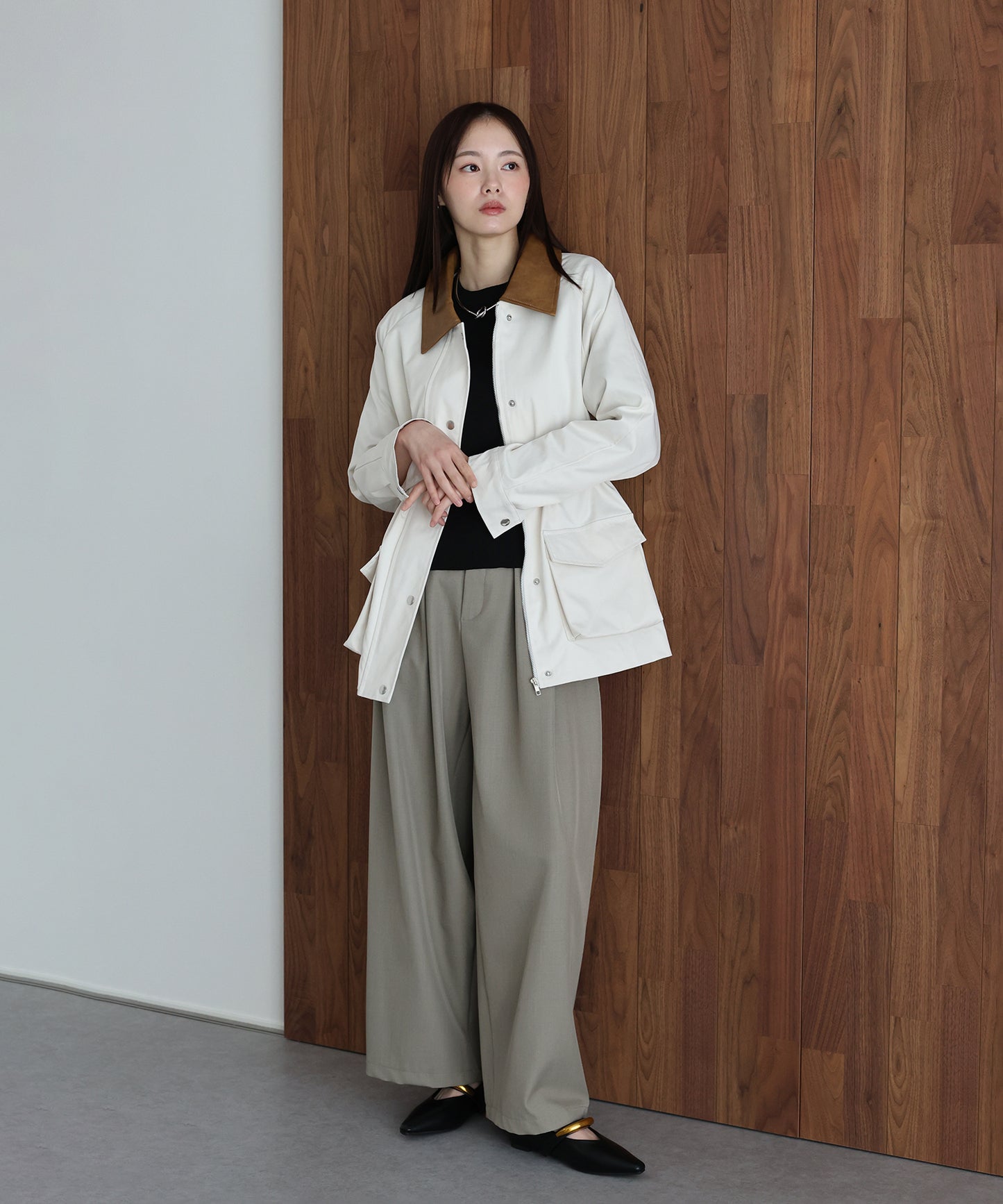 【早割5％OFF】レザー襟スプリングコート