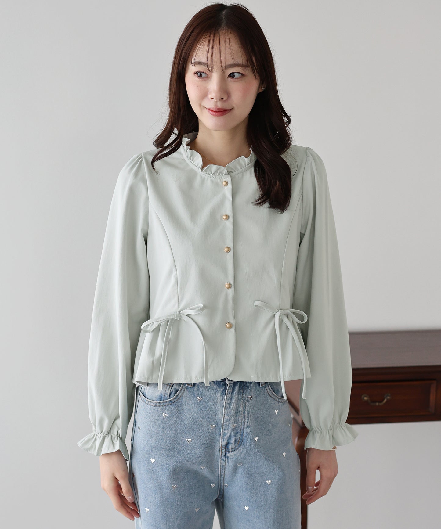 リボンペプラムブラウス【ネコポス】