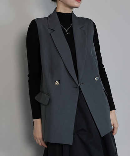 【TIME SALE】ニュアンスボタンテーラードジレ[ J by blue ]