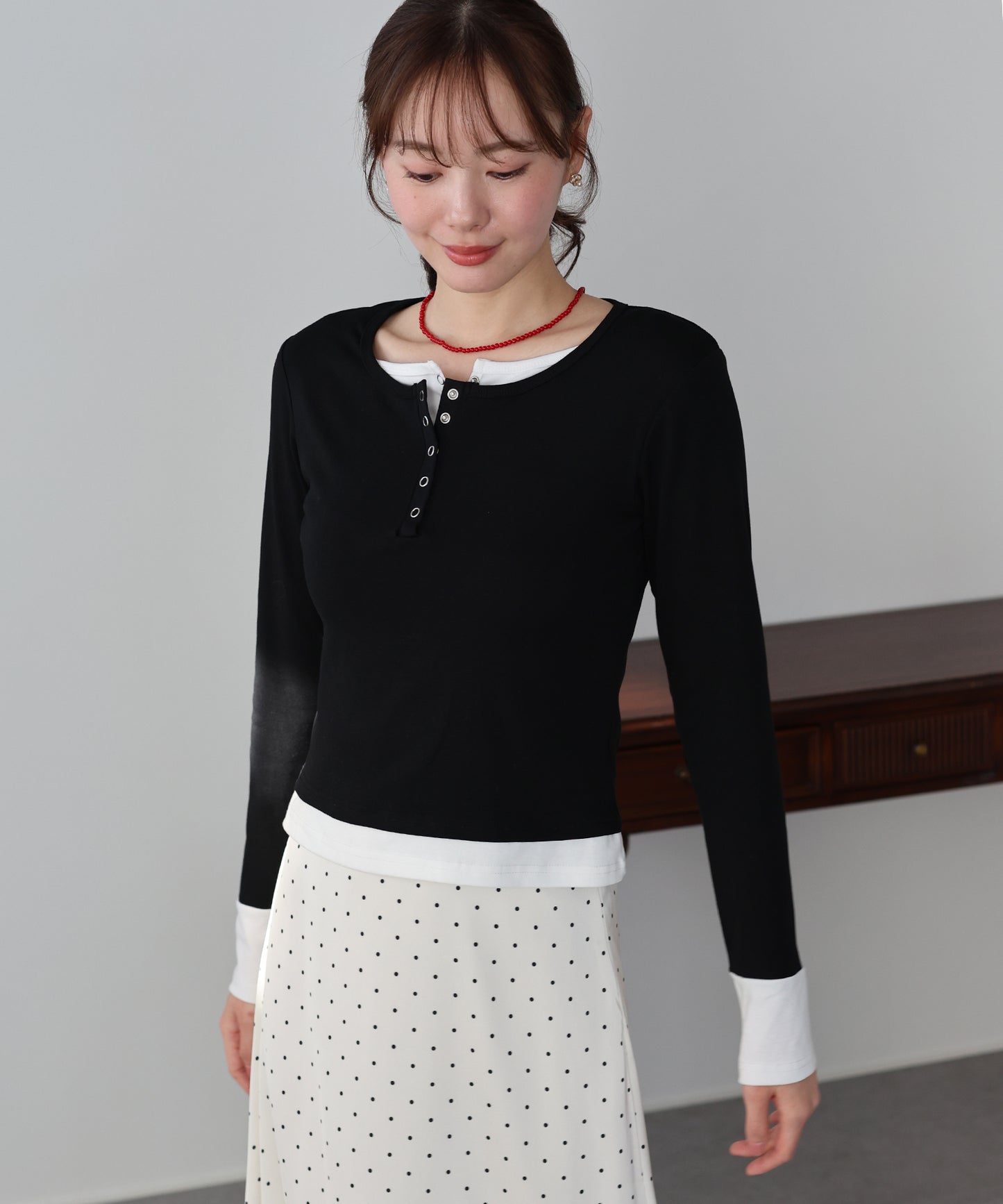 【早割5％OFF】ヘンリレイヤードカットソー【ネコポス】