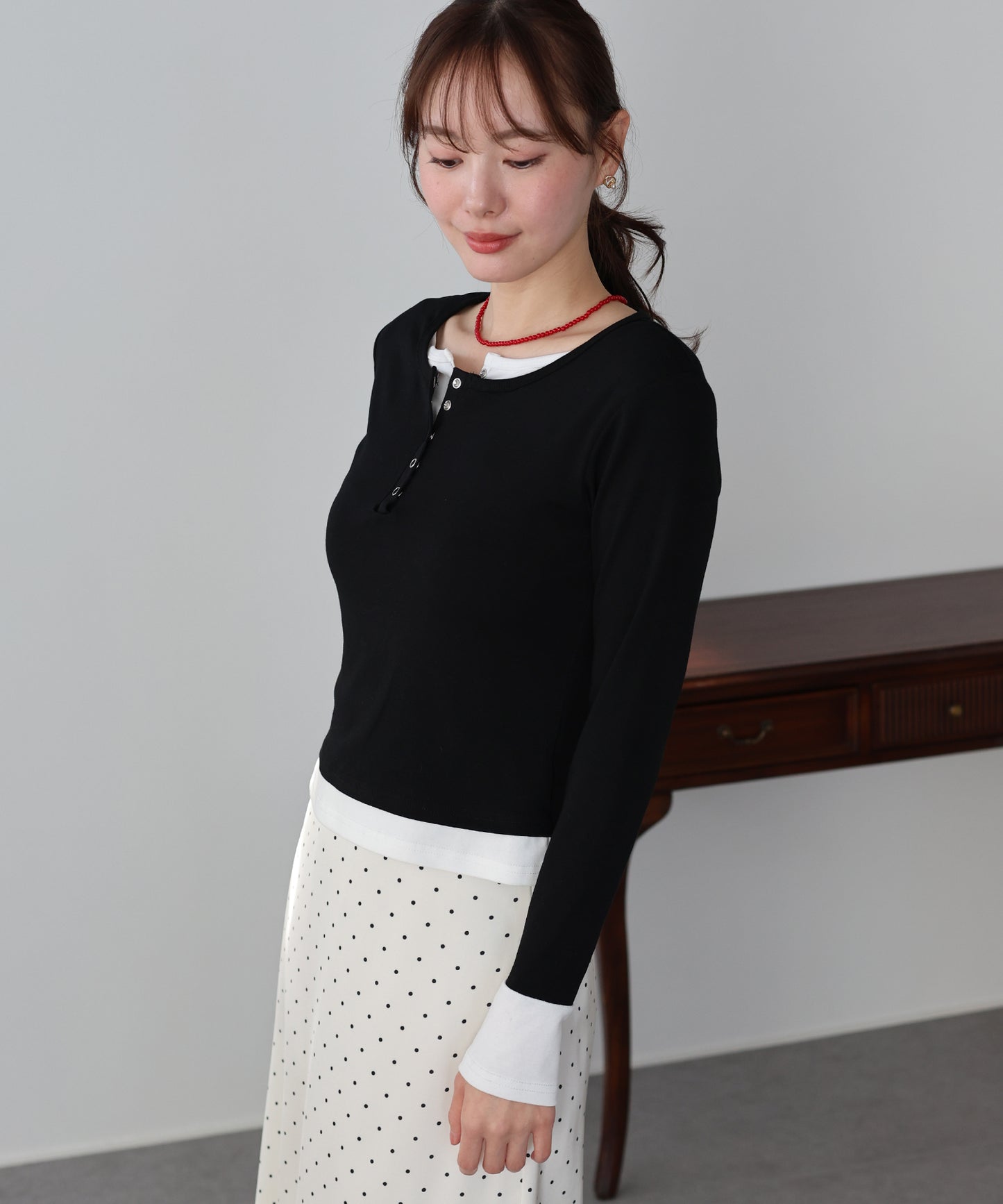 【早割5％OFF】ヘンリレイヤードカットソー【ネコポス】