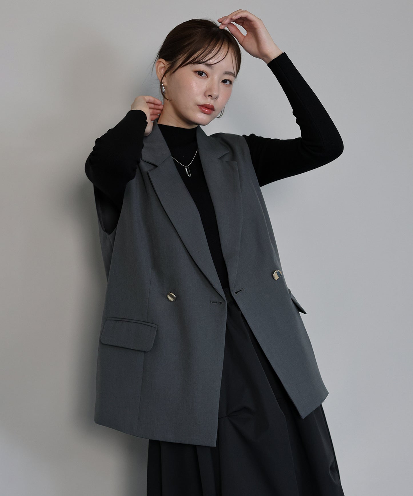 【TIME SALE】ニュアンスボタンテーラードジレ[ J by blue ]