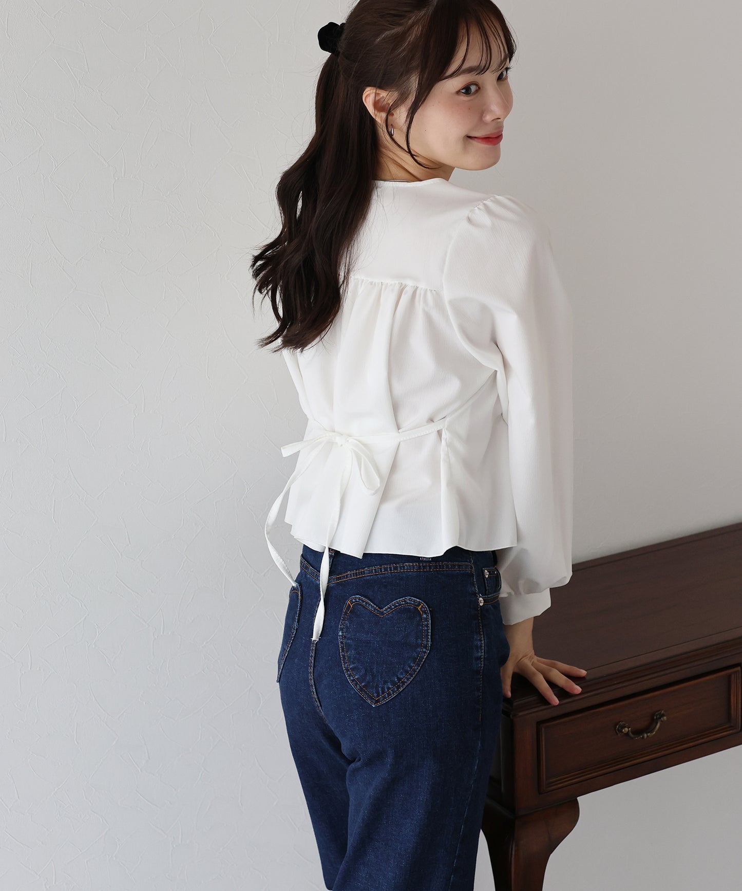 【早割5％OFF】バックリボンペプラムブラウス【ネコポス】