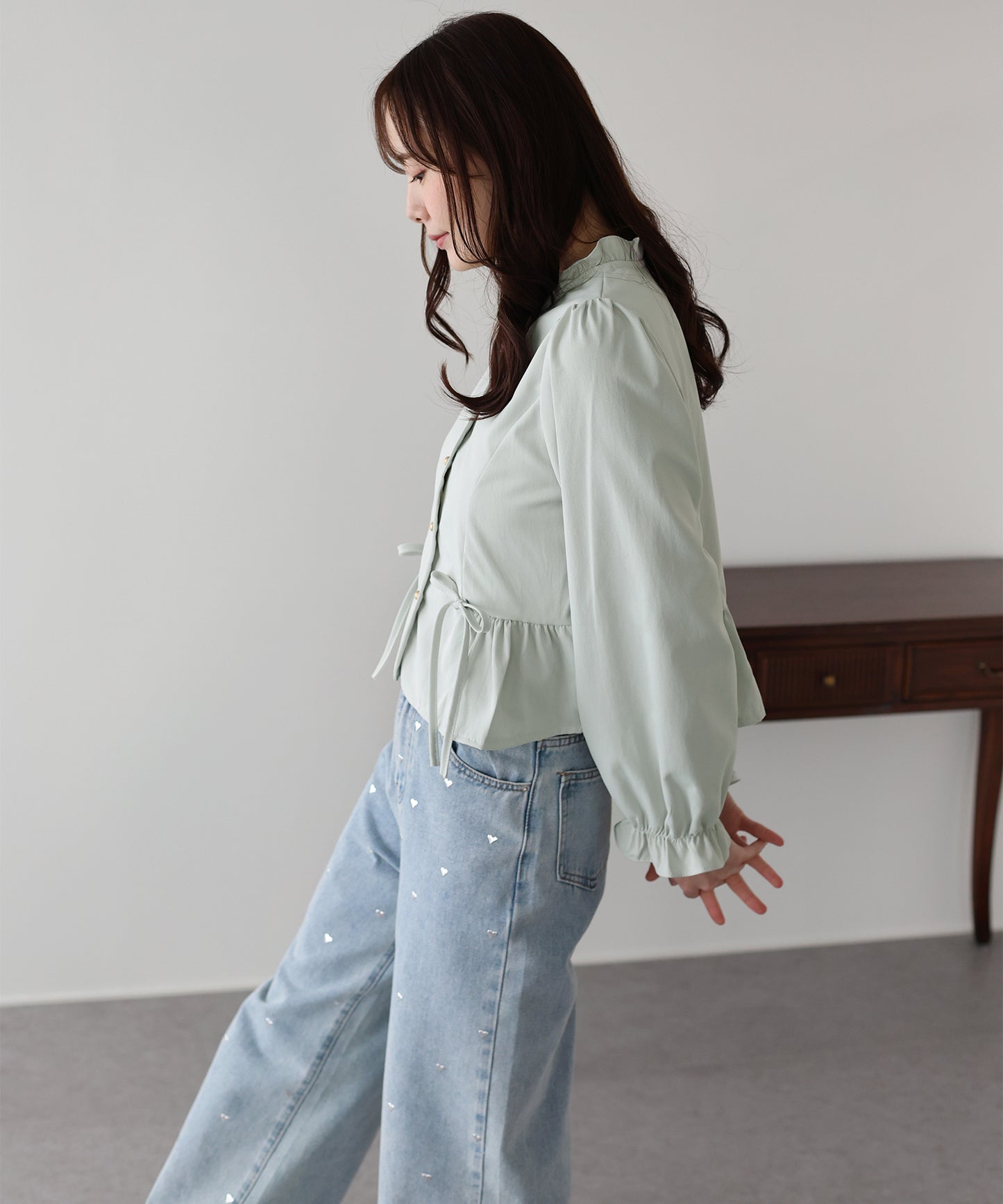 リボンペプラムブラウス【ネコポス】