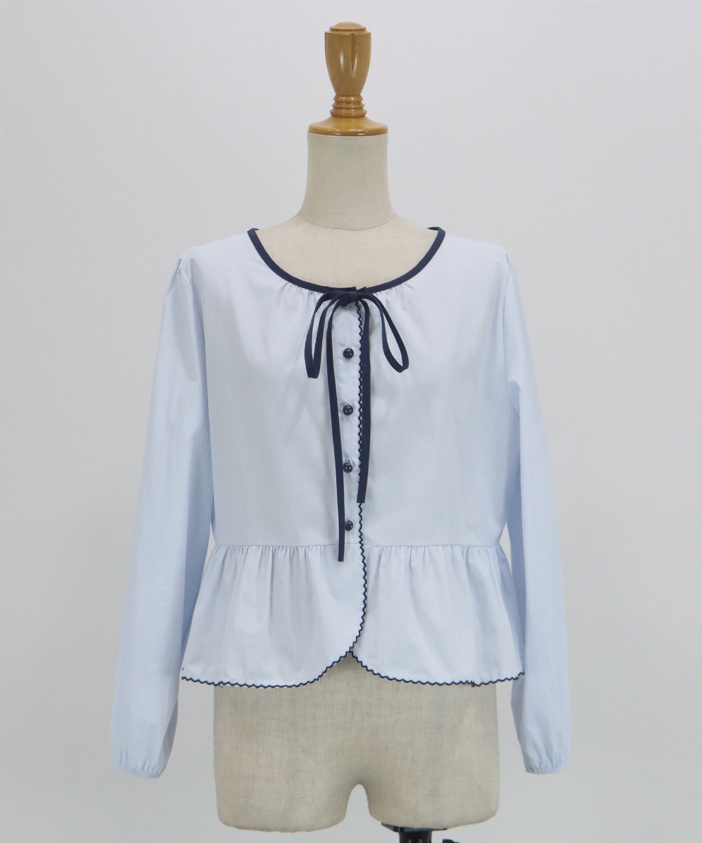 バイカラーリボンペプラムブラウス【ネコポス】