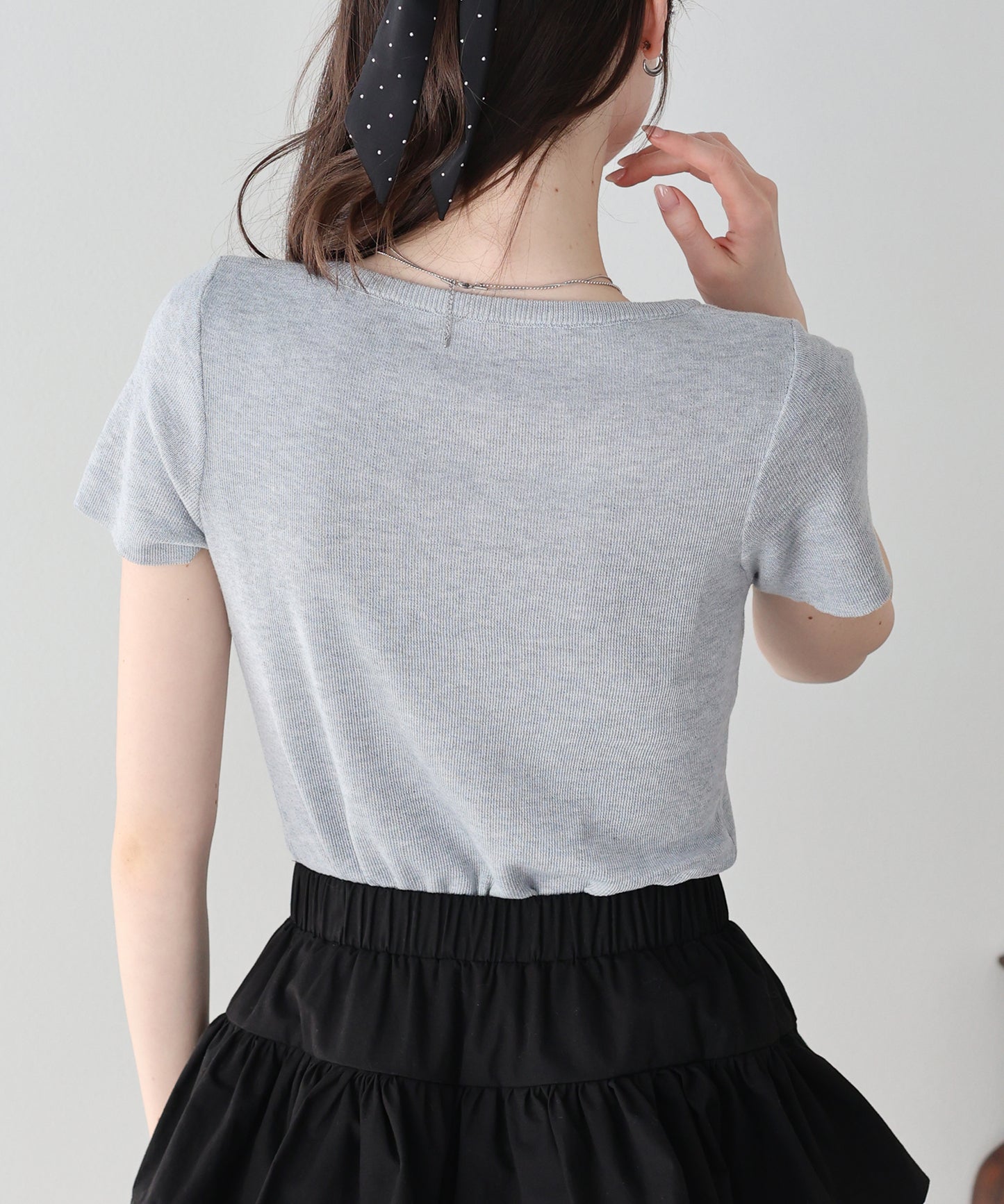 【早割5％OFF】チュールレイヤードヘンリーネックニット【ネコポス】