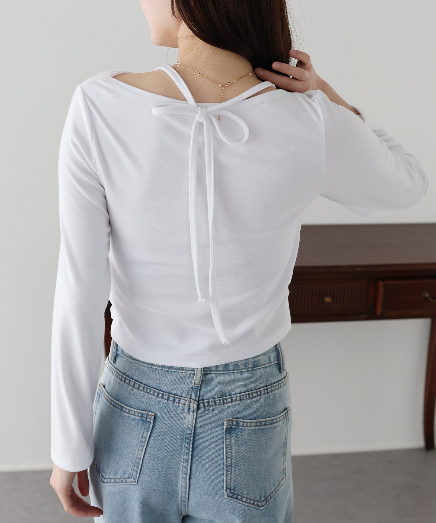 【早割5％OFF】レイヤードチュールドレープTシャツ【ネコポス】