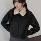 ファー付きフェイクレザーブルゾン