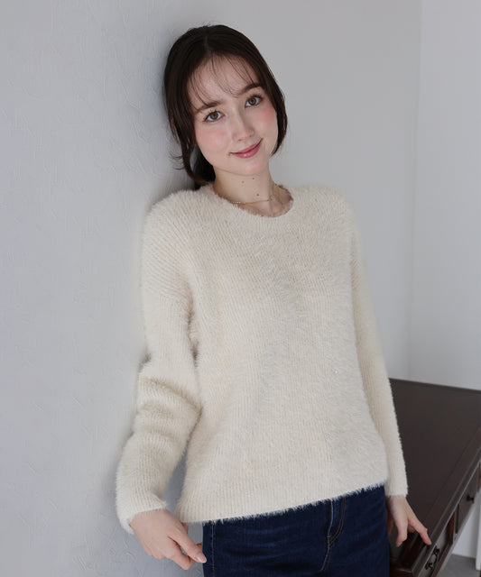 スパンコールラメシャギーニット