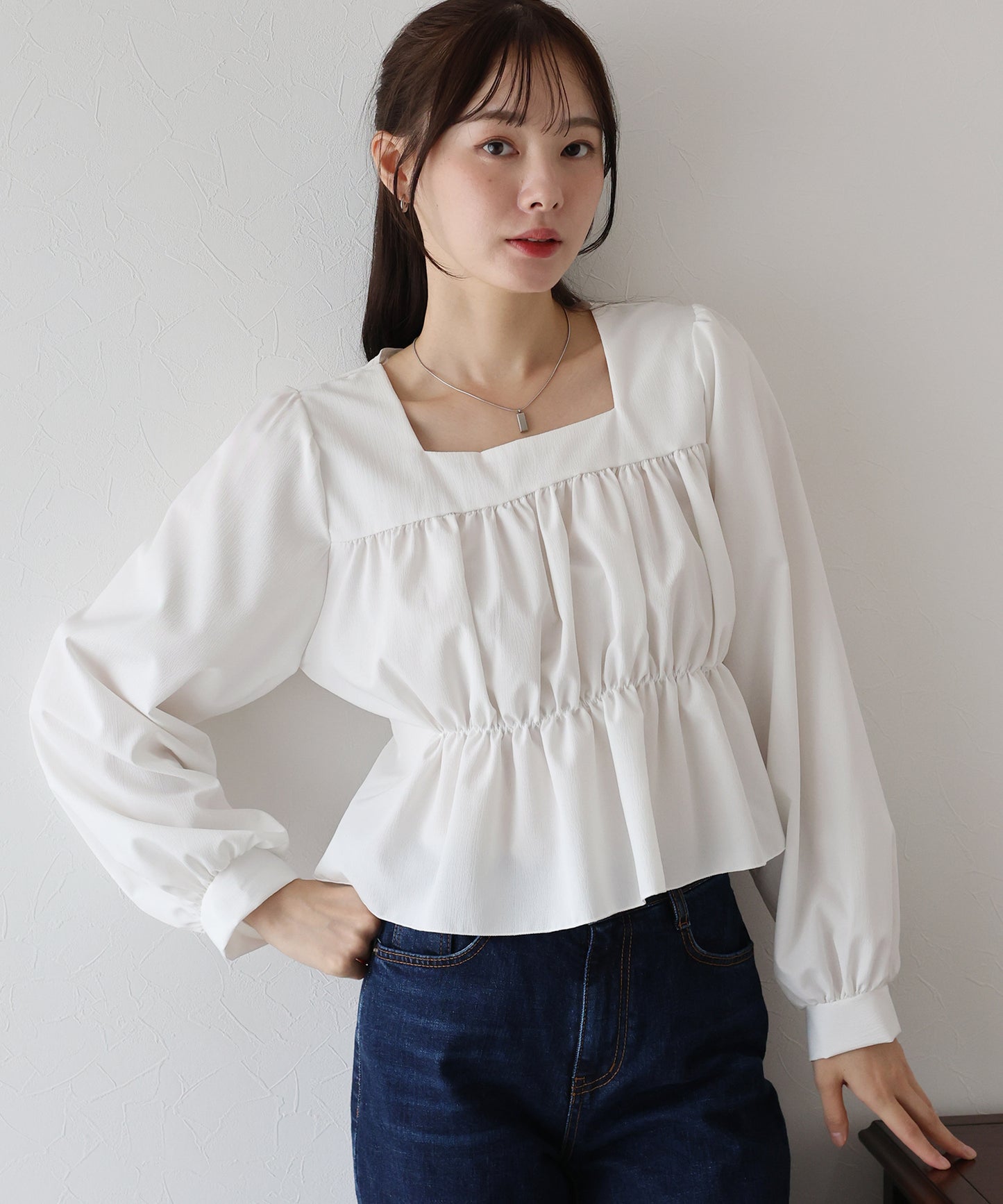 【早割5％OFF】バックリボンペプラムブラウス【ネコポス】