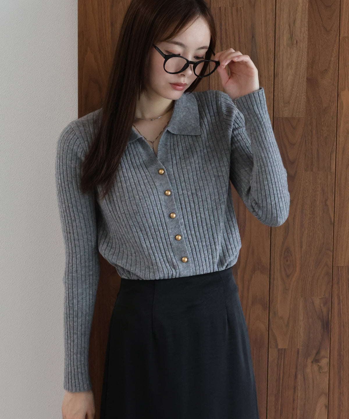 【早割5％OFF】スキッパーリブカーディガン
