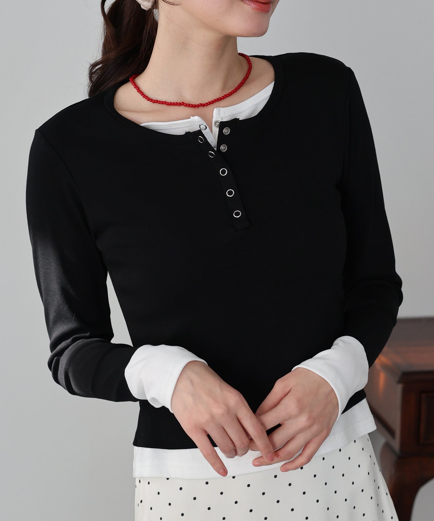 【早割5％OFF】ヘンリレイヤードカットソー【ネコポス】