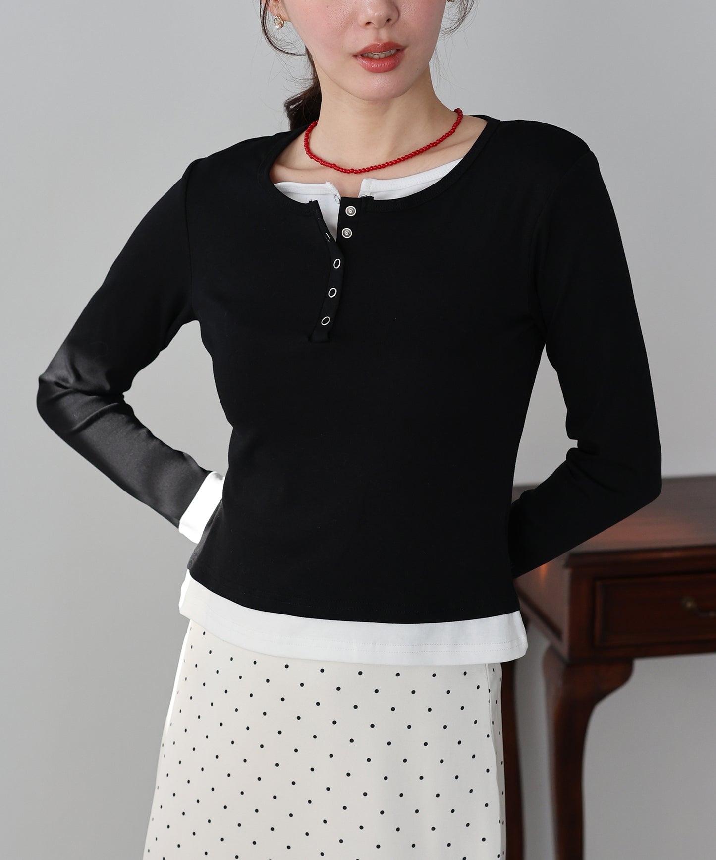 【早割5％OFF】ヘンリレイヤードカットソー【ネコポス】