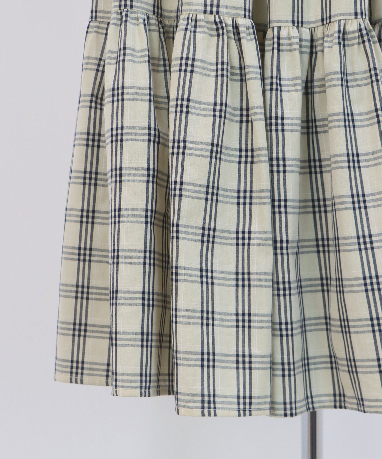 チェック柄サイドリボンティアードスカート