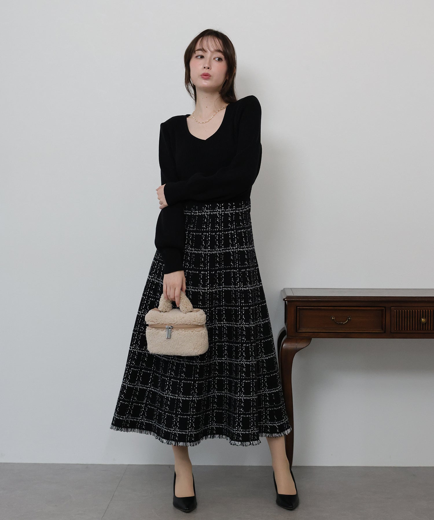 TIME SALE】選べる2丈・チェックジャガードニットワンピース – BLUE ONLINE