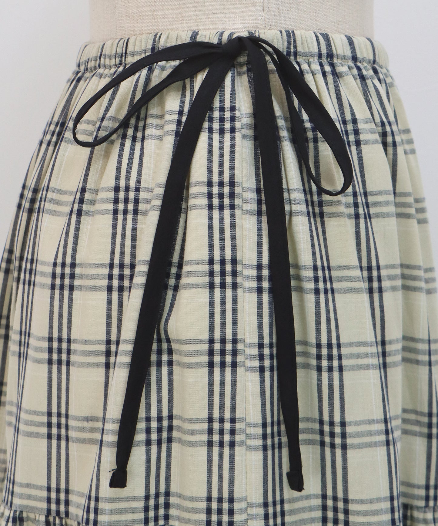 チェック柄サイドリボンティアードスカート