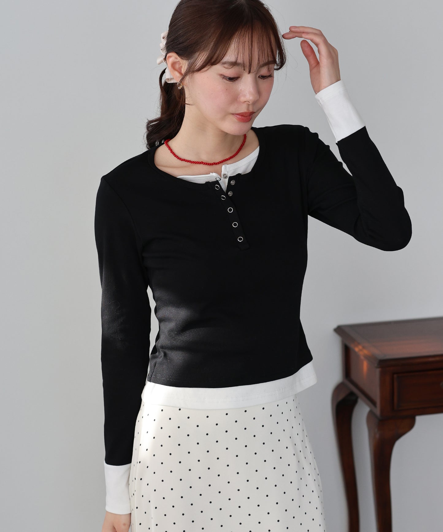 【早割5％OFF】ヘンリレイヤードカットソー【ネコポス】