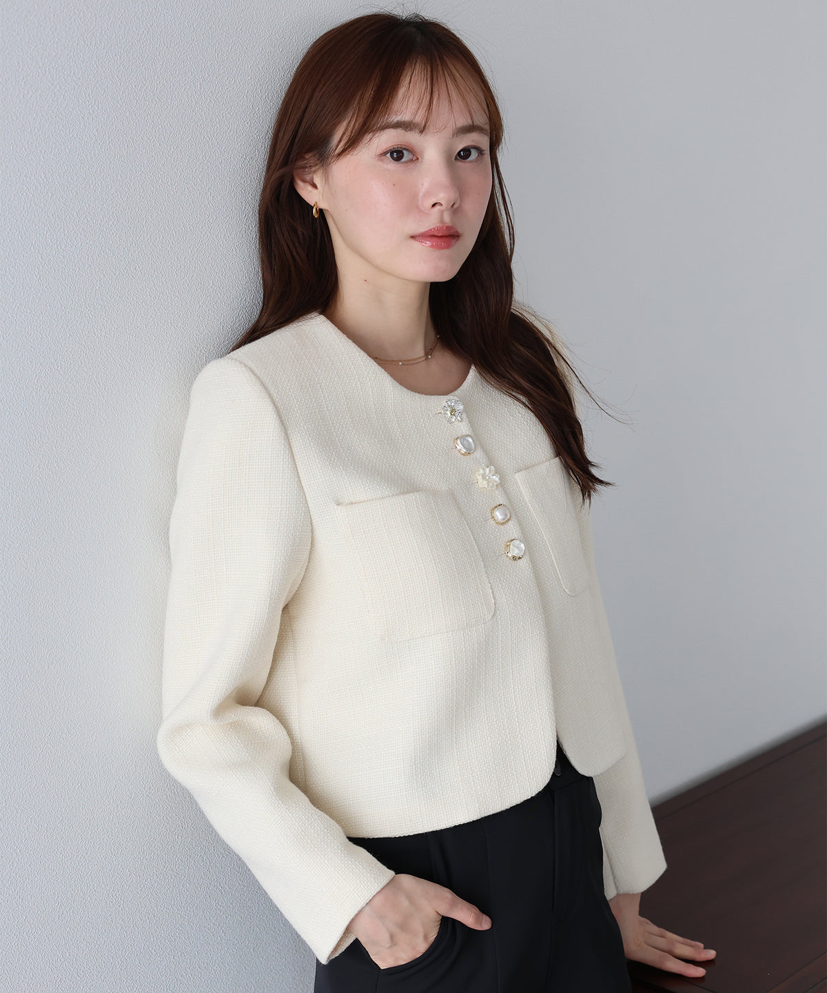 【早割5％OFF】アソートボタンツイードジャケット
