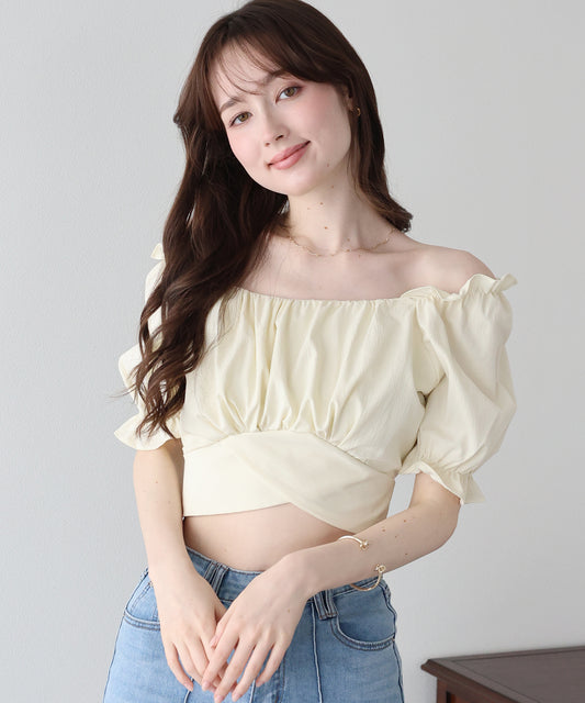 【早割5％OFF】2wayオフショルバックリボンブラウス【メール便】