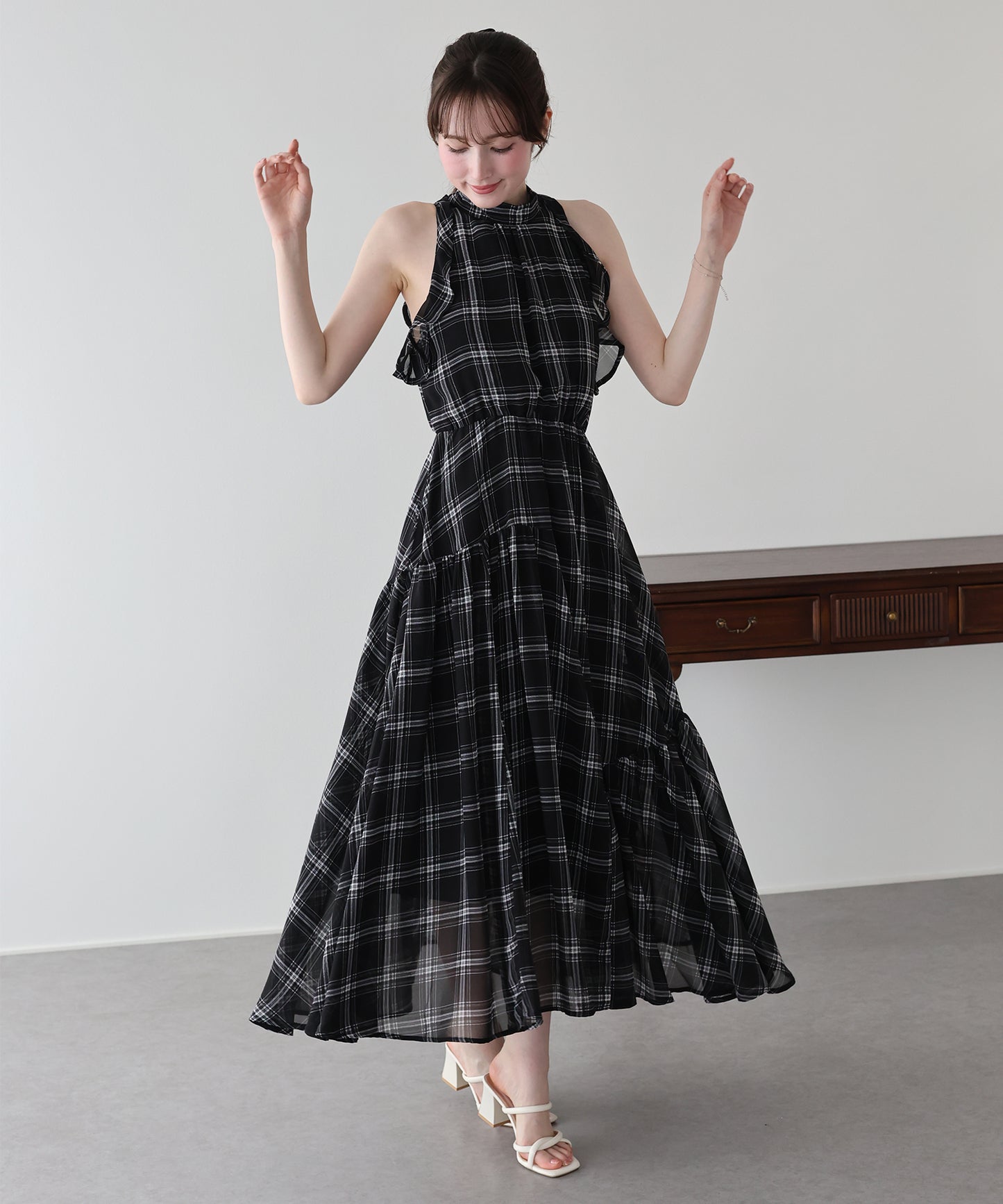 【早割5％OFF】《2サイズ展開》2WAYボウタイ アメスリチェックワンピース