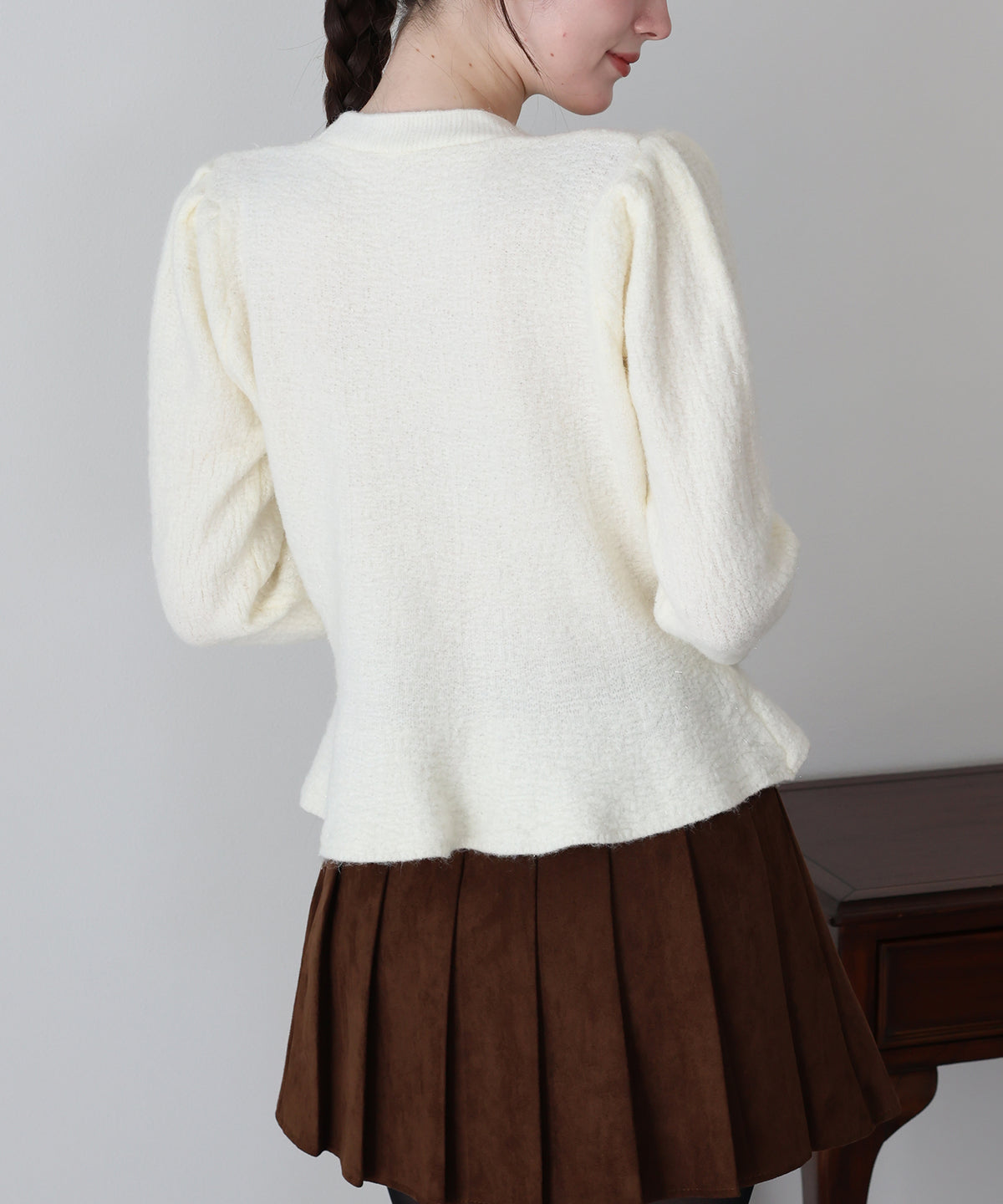 【早割5％OFF】ベロアリボンペプラムカーディガン
