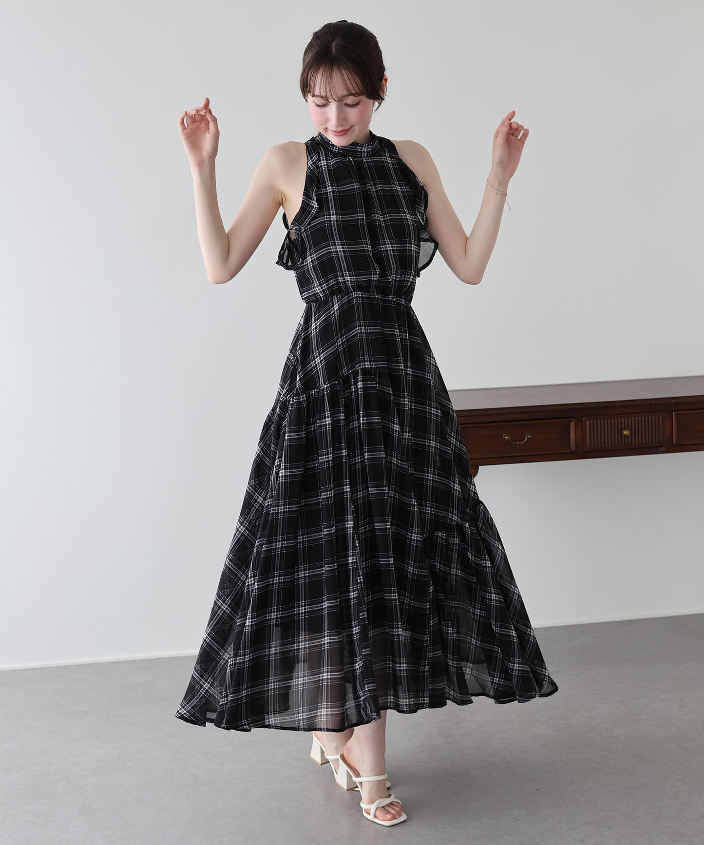 《2サイズ展開》2WAYボウタイ アメスリチェックワンピース