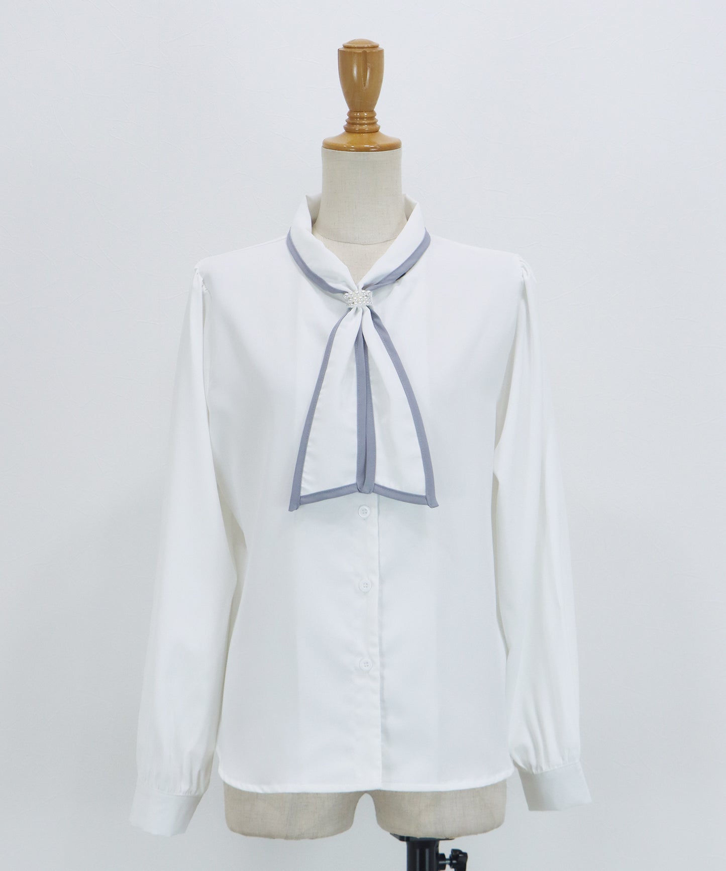 【早割5％OFF】パールバイカラーボウタイブラウス