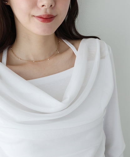 【早割5％OFF】レイヤードチュールドレープTシャツ【ネコポス】