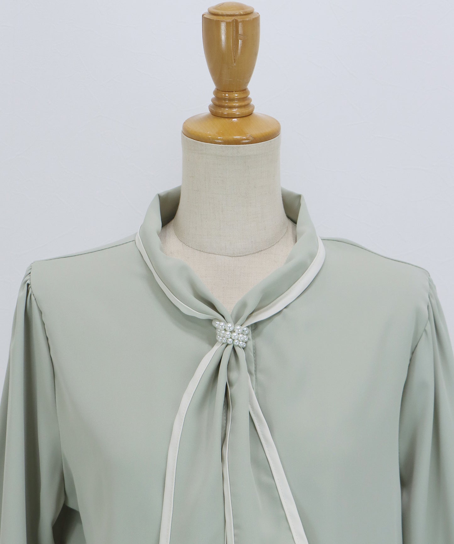 【早割5％OFF】パールバイカラーボウタイブラウス