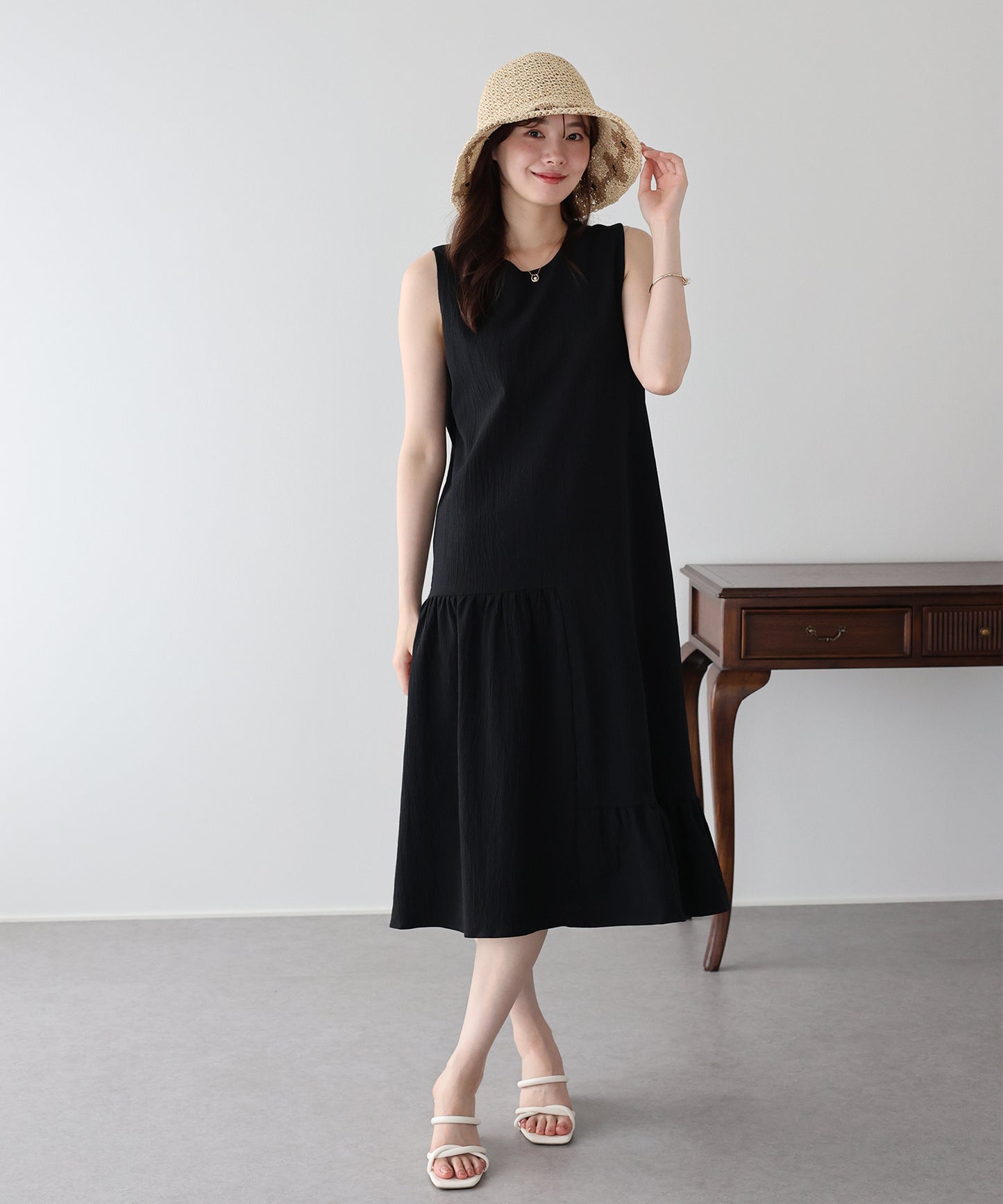 【早割5％OFF】アシンメトリーティアードワンピース