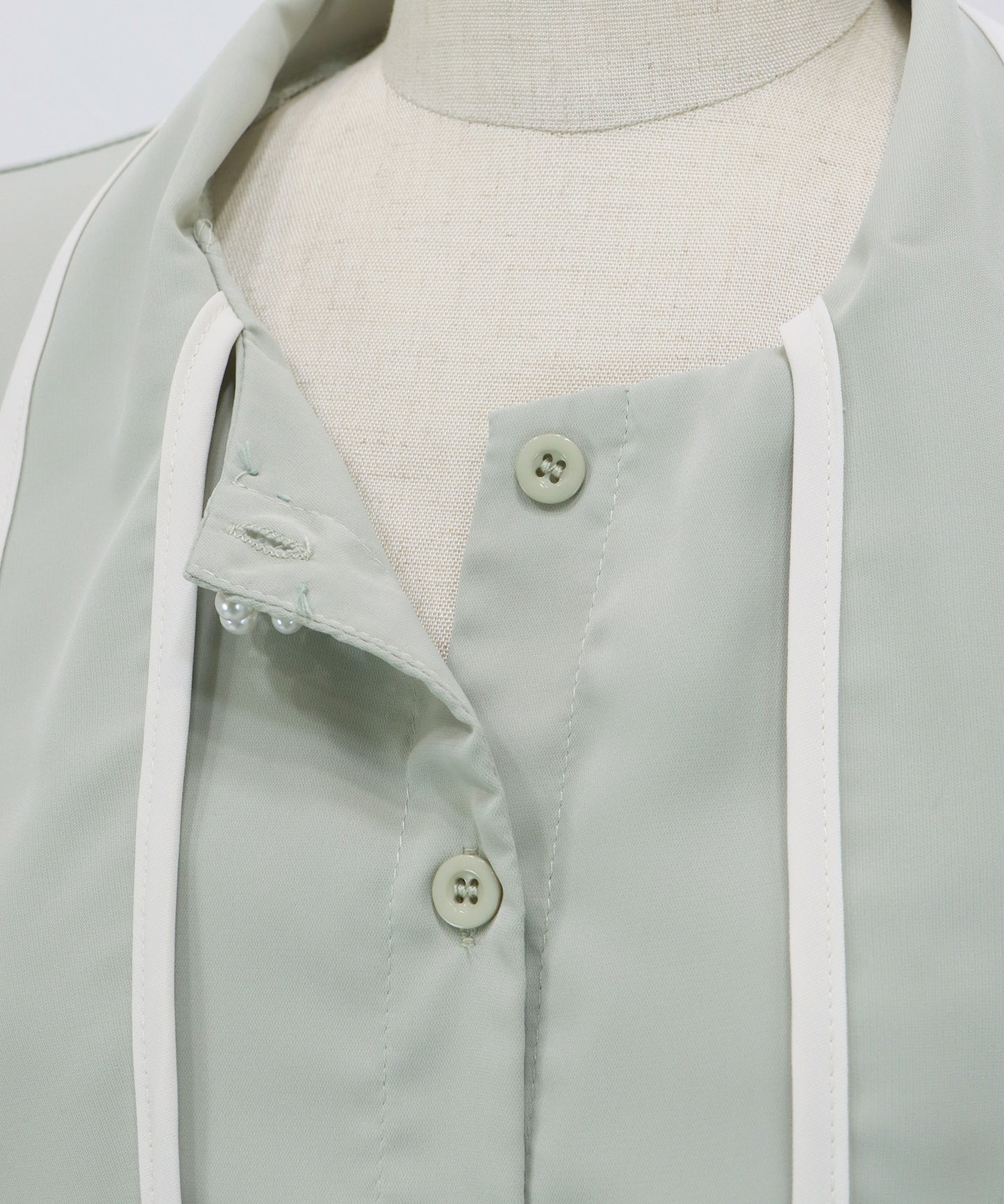 【早割5％OFF】パールバイカラーボウタイブラウス