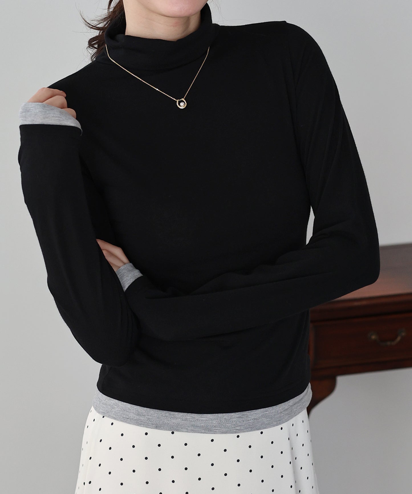 【早割5％OFF】ドッキングタートルネックカットソー【ネコポス】