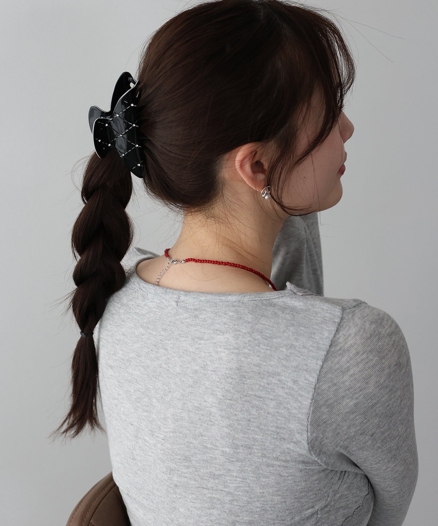 【早割5％OFF】ビジュー付きキルティングバンスクリップ