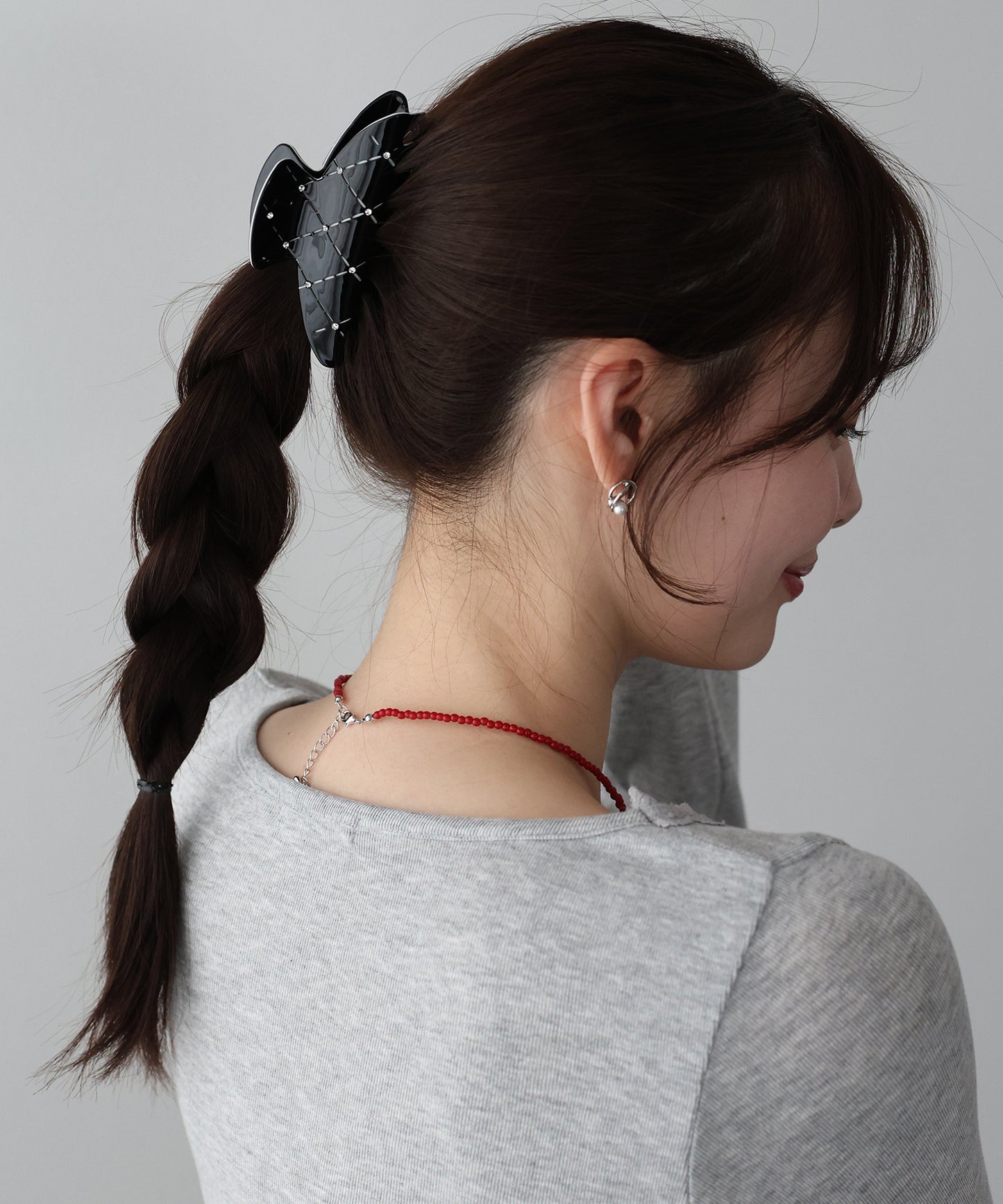 【早割5％OFF】ビジュー付きキルティングバンスクリップ