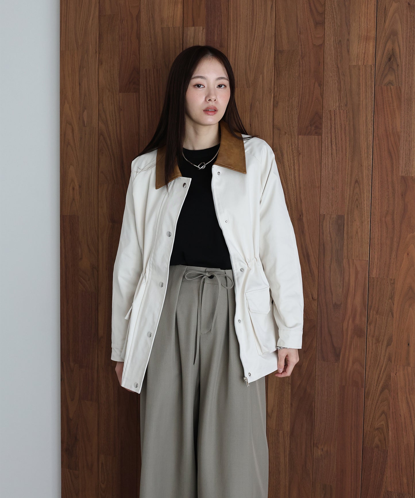 【早割5％OFF】レザー襟スプリングコート