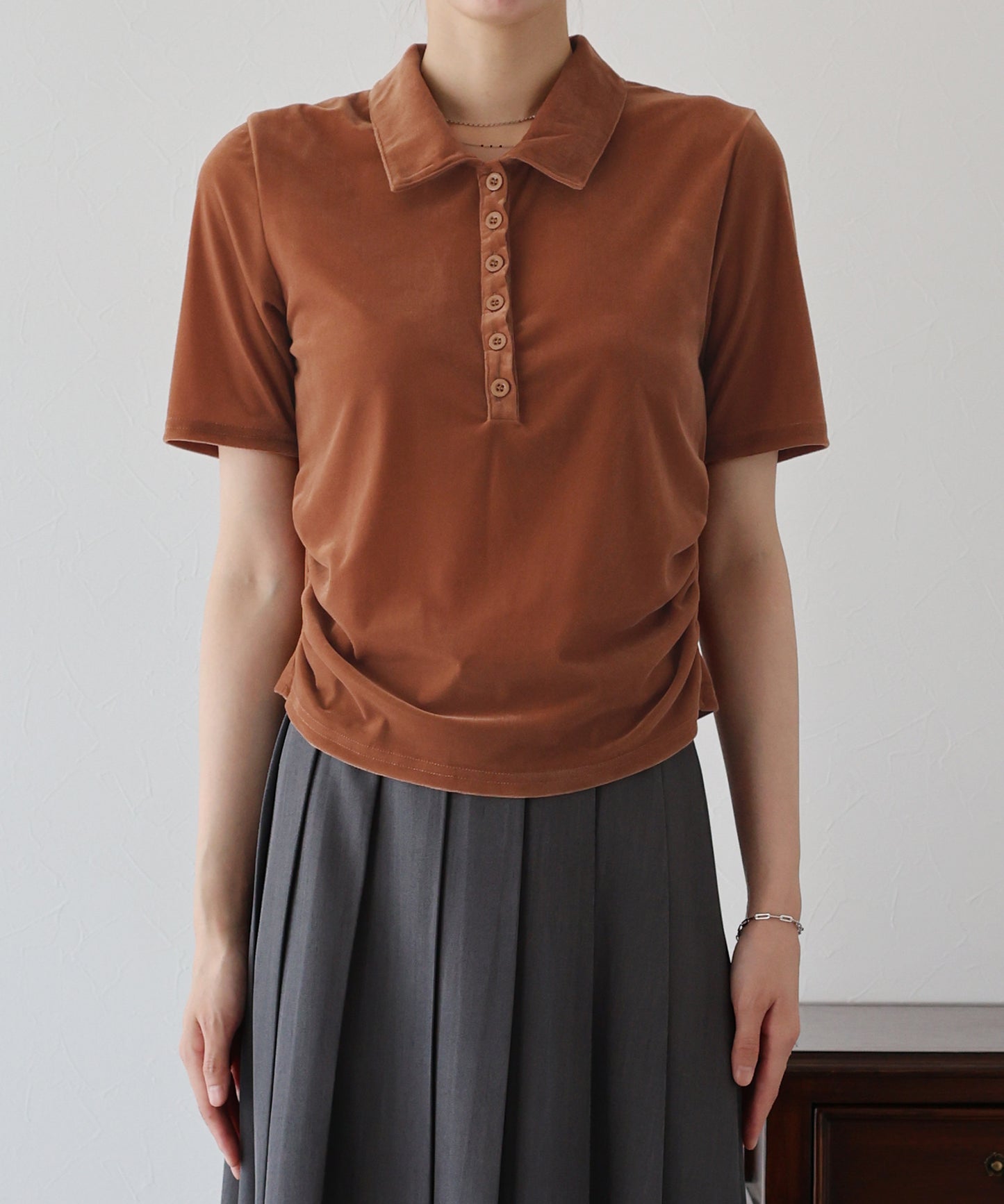 【TIME SALE】シアーベロアポロシャツ【ネコポス】