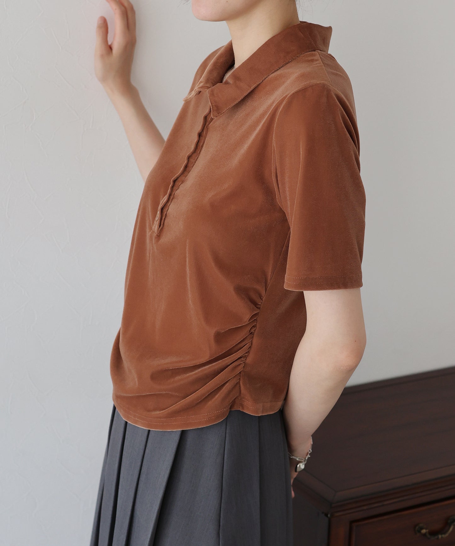 【TIME SALE】シアーベロアポロシャツ【ネコポス】